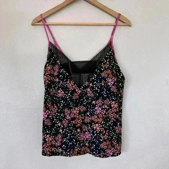 Victorias Secret Lightweight Floral Camisole Top Size Large Black Pink - Picture 2 of 7